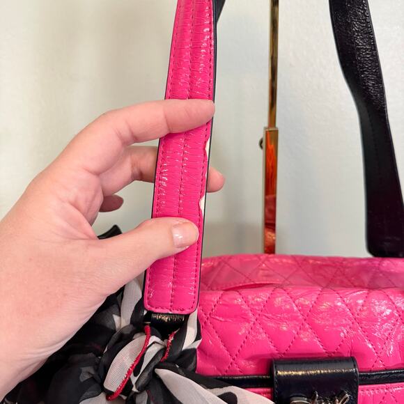 Original by Sharif 1827 Satchel Shoulder Bag Pink Barbiecore Quilted Elegant - Picture 4 of 15